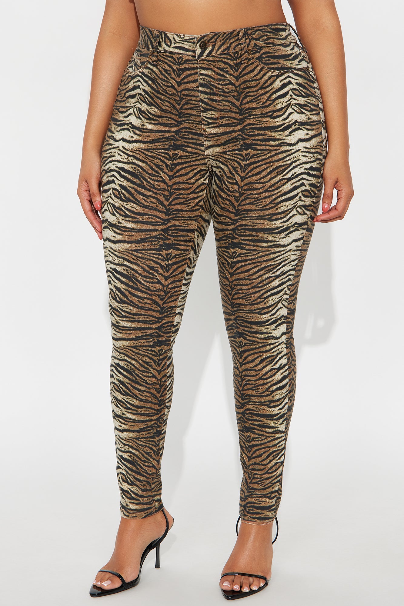 Hyperstretch Tiger Skinny Pants - Rust/combo