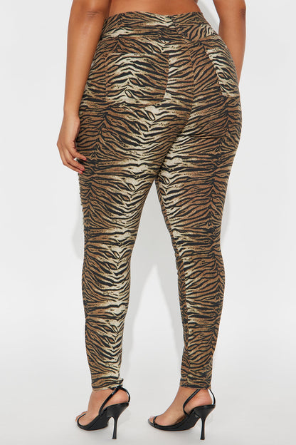 Hyperstretch Tiger Skinny Pants - Rust/combo