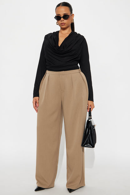 Close The Deal Wide Leg Trouser Pant 32″ - Mocha