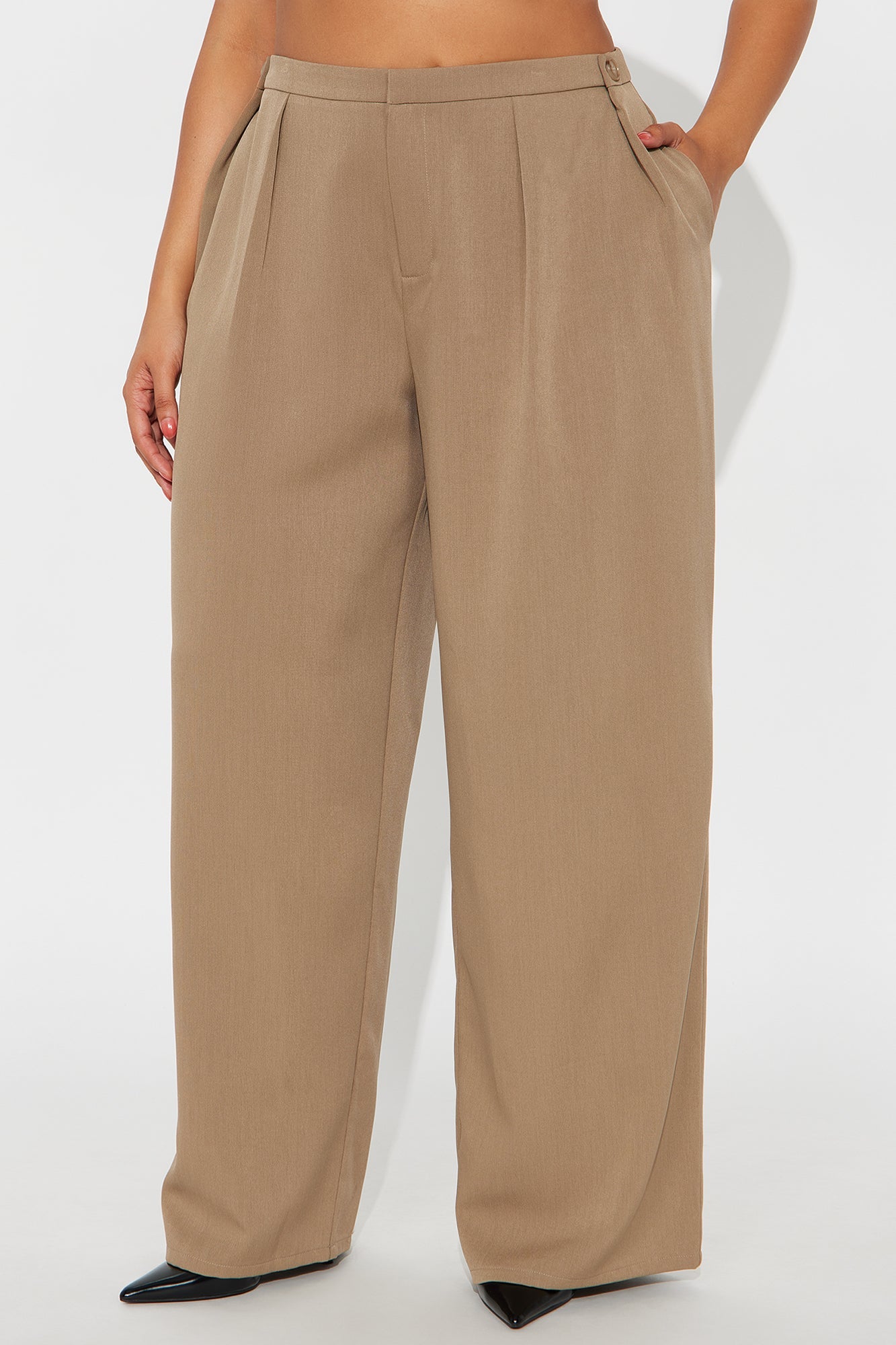 Close The Deal Wide Leg Trouser Pant 32″ - Mocha