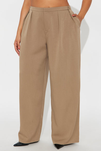Close The Deal Wide Leg Trouser Pant 32″ - Mocha