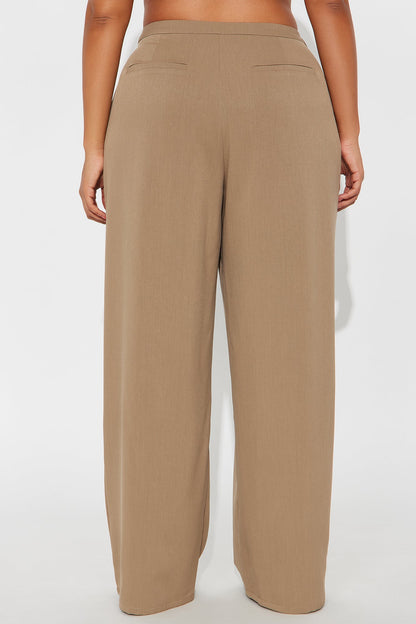 Close The Deal Wide Leg Trouser Pant 32″ - Mocha