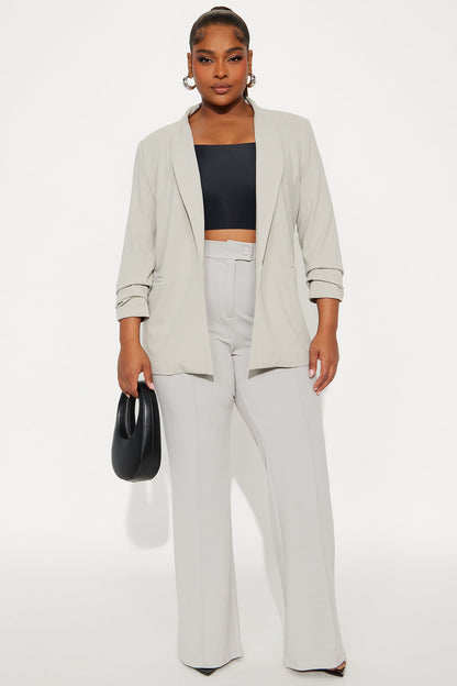 Heidi Wide Leg Trouser Pant - Light Grey