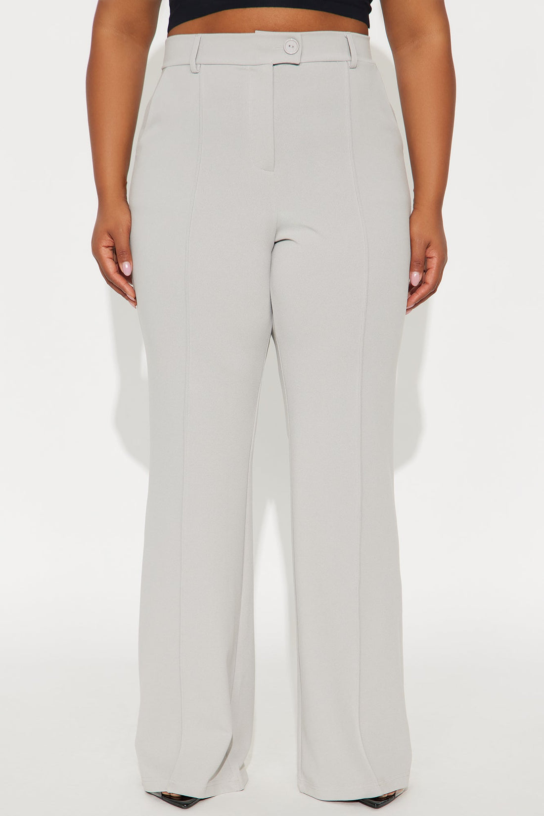 Heidi Wide Leg Trouser Pant - Light Grey