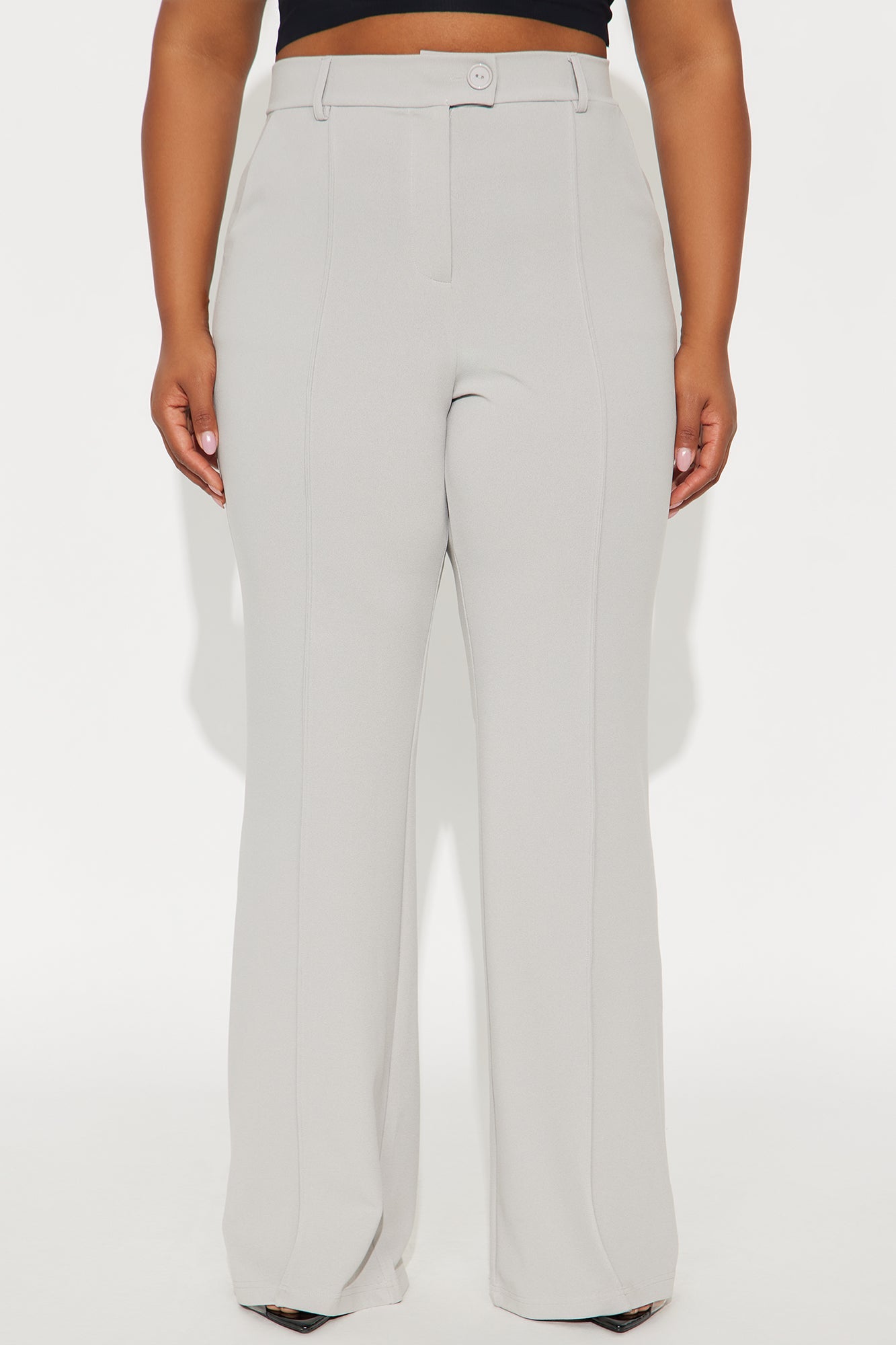 Heidi Wide Leg Trouser Pant - Light Grey