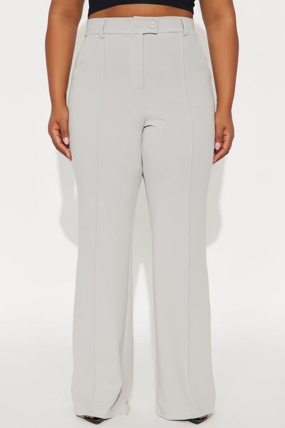 Heidi Wide Leg Trouser Pant - Light Grey