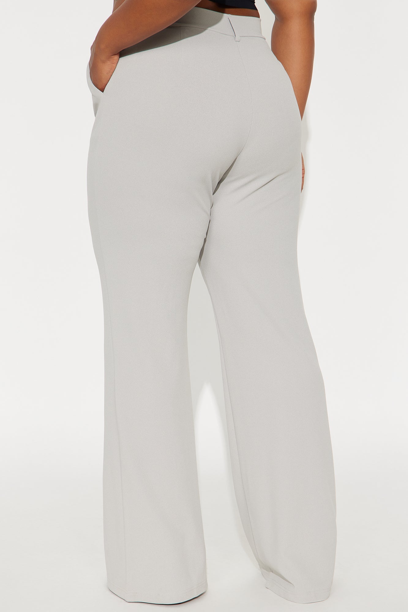 Heidi Wide Leg Trouser Pant - Light Grey