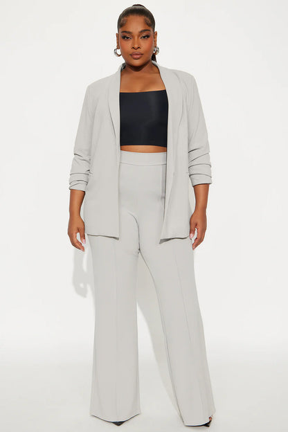 Victoria High Waisted Dress Pants - Light Grey