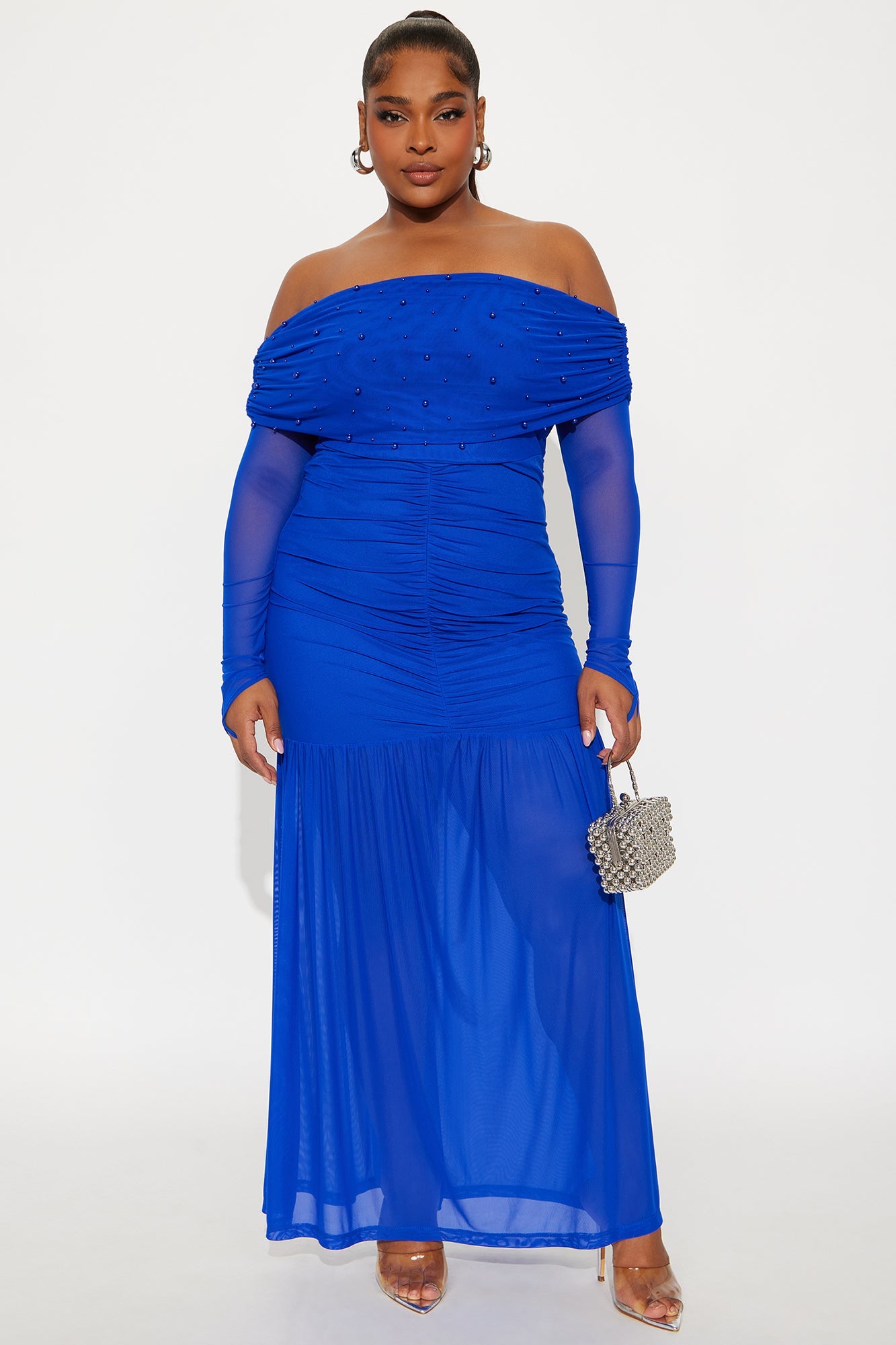 Twin Flame Mesh Maxi Gown - Royal