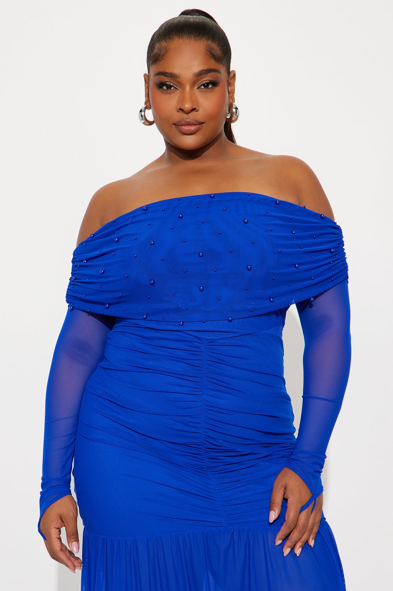 Twin Flame Mesh Maxi Gown - Royal