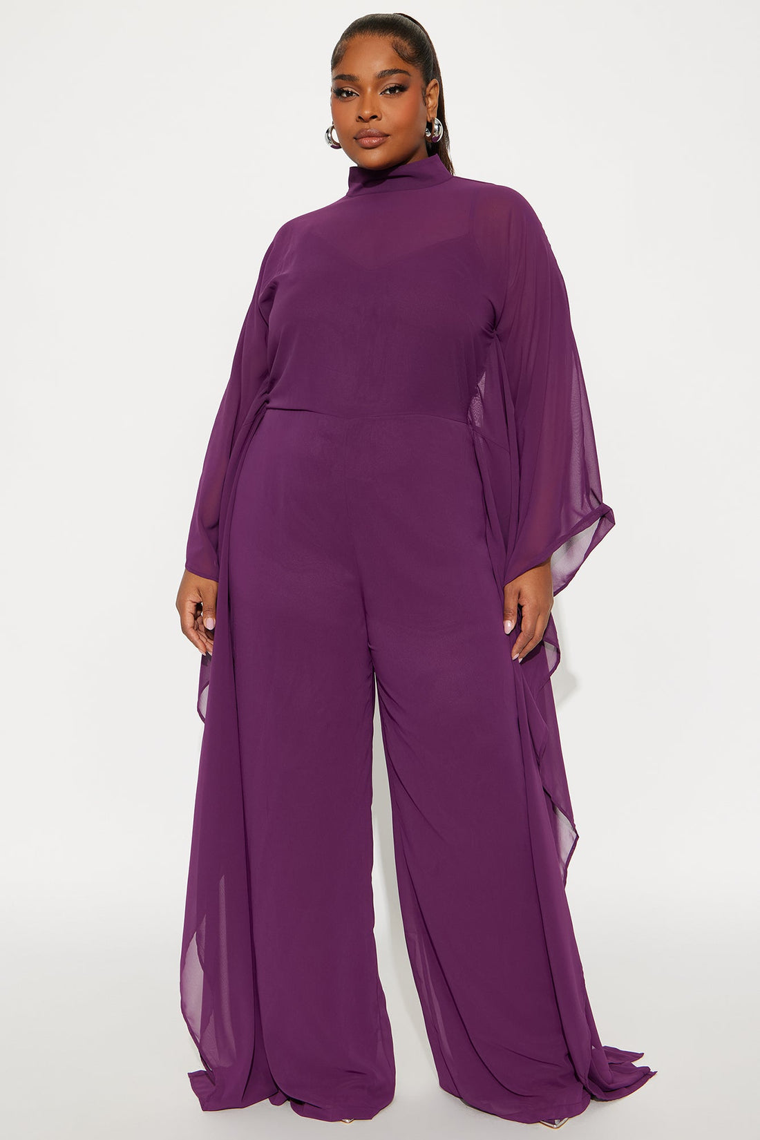 Rosalia Draped Wide Leg Jumpsuit - Plum