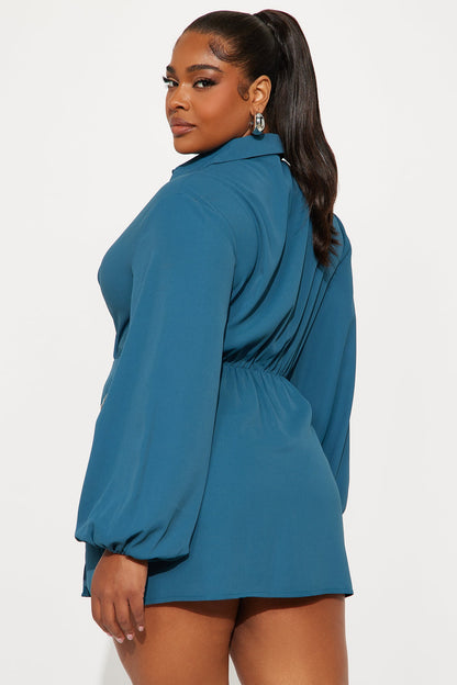 Fine &amp; Dandy Belted Mini Dress - Teal