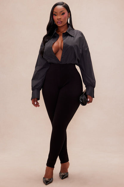 Leonie Collared Bodysuit - Black