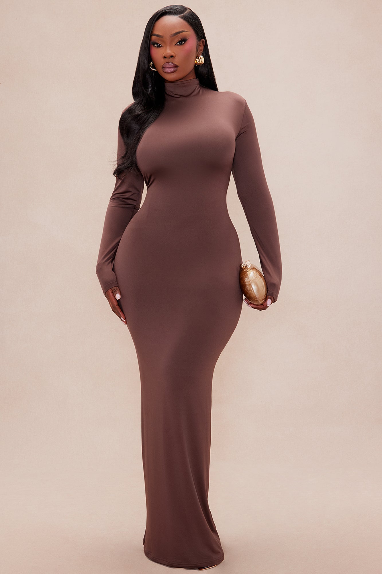 Kyra Double Layered Backless Maxi Dress - Chocolate