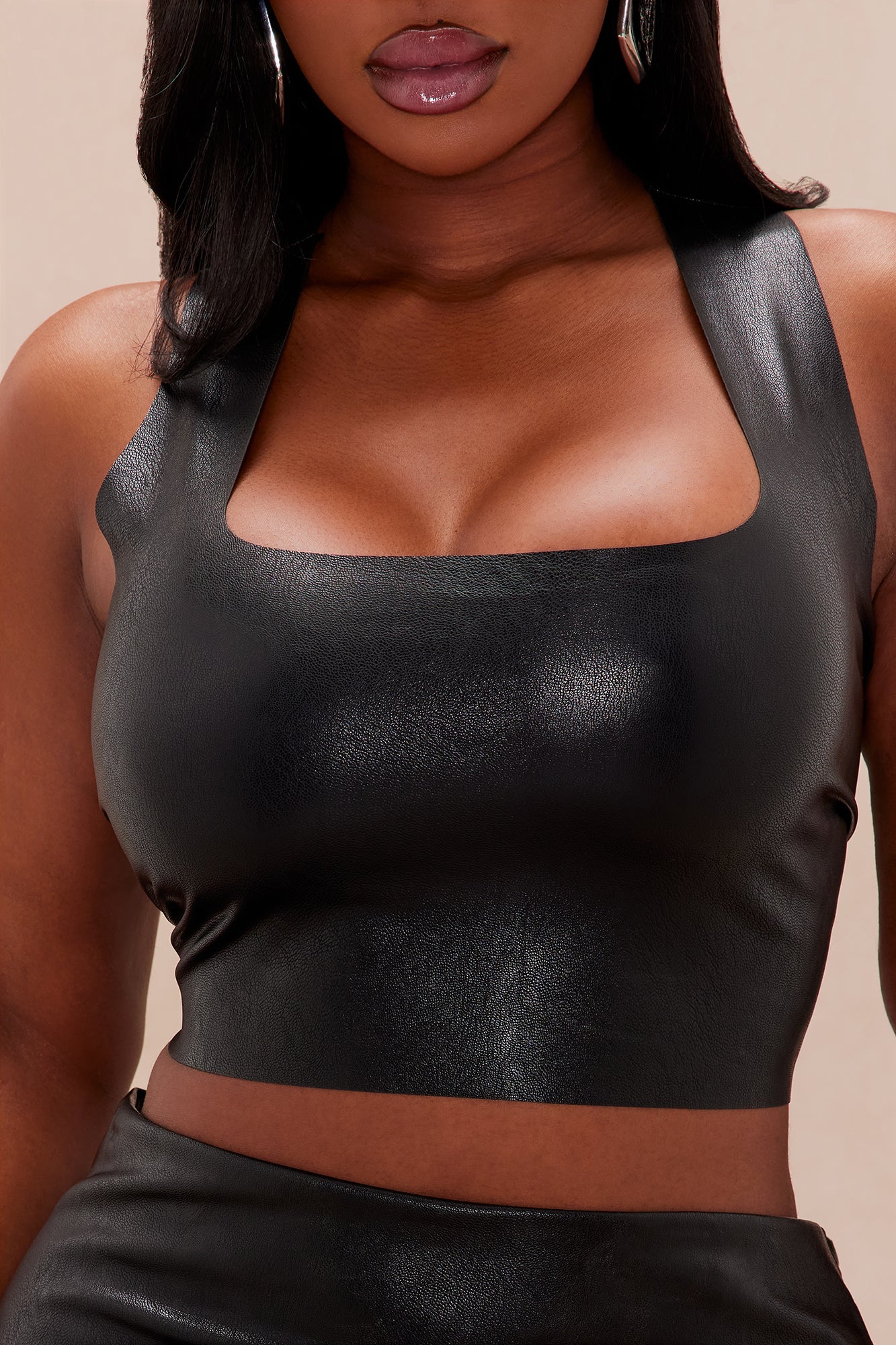 Zahara Faux Leather Top - Black