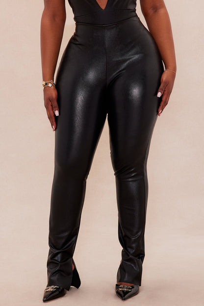 Xena Faux Leather Pant - Black