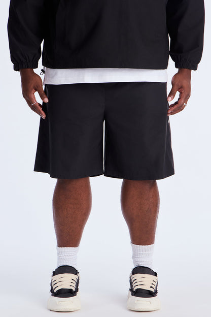Baggy Lose Control Snap Button Short - Black
