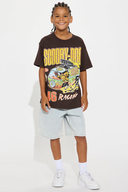 Mini Scooby Doo Racing 46 Oversized Short Sleeve Tee - Brown
