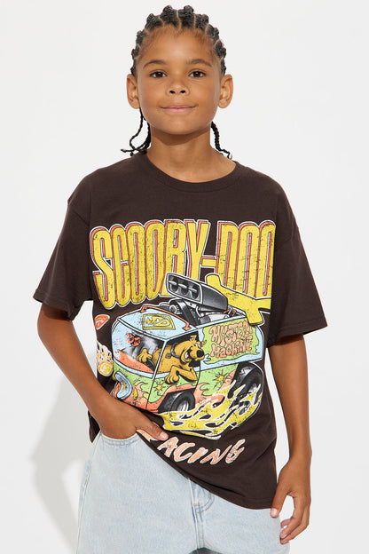 Mini Scooby Doo Racing 46 Oversized Short Sleeve Tee - Brown