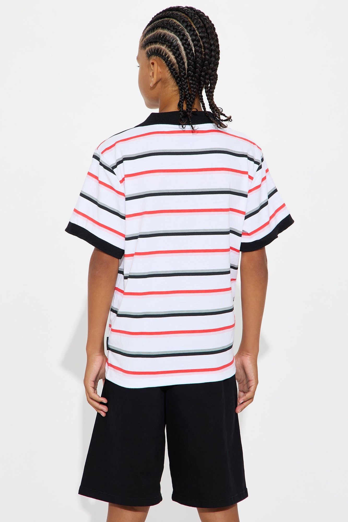 Mini Southpole Short Sleeve Full Striped Polo - White
