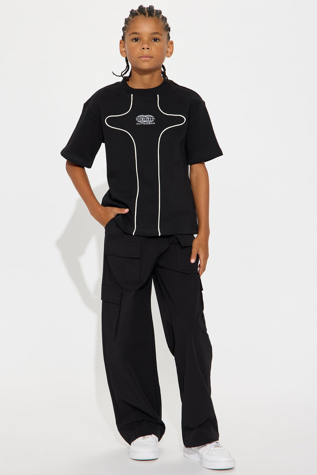Mini Straight Many Phases Cargo Pants - Black