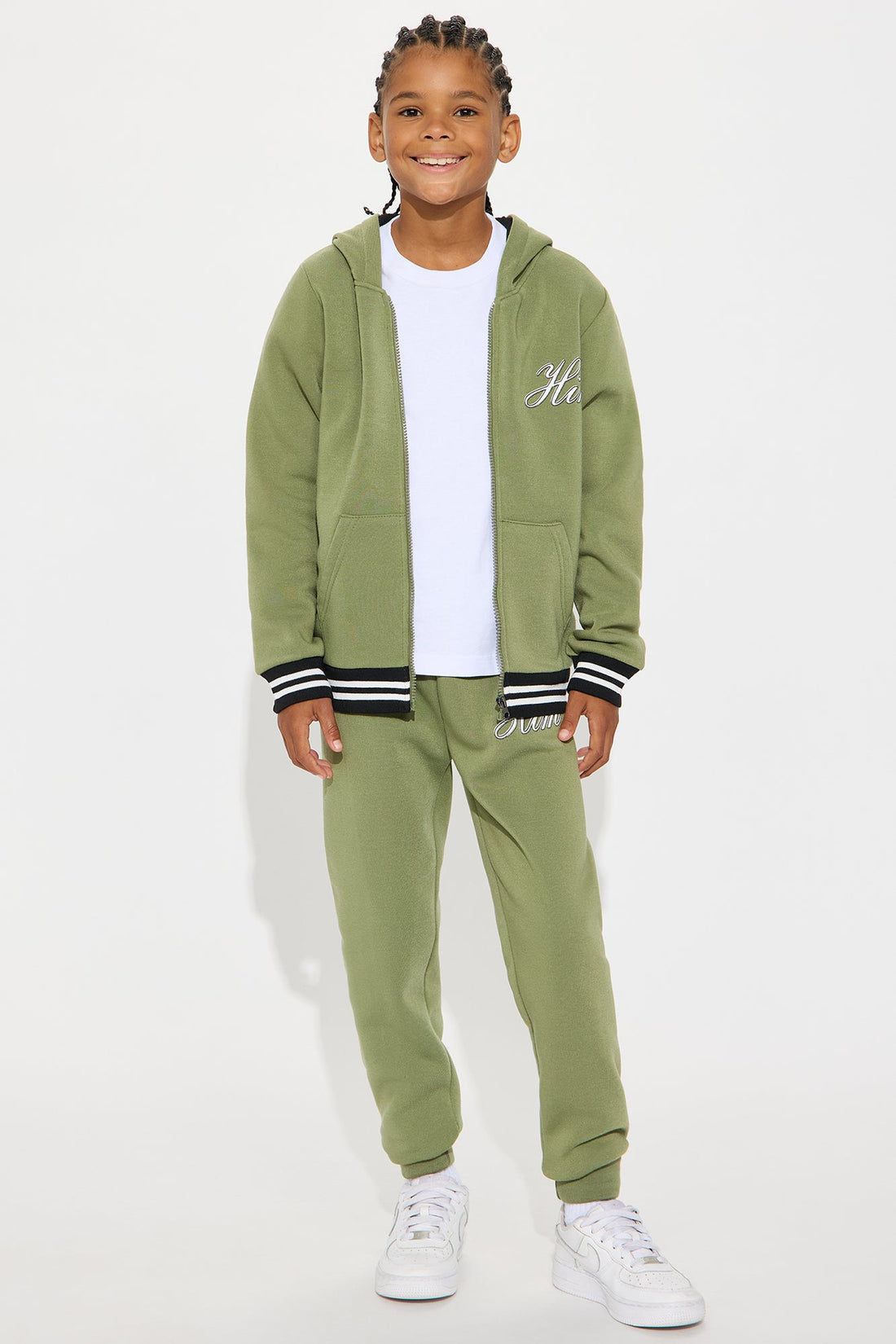 Mini Always Been Him Hoodie and Jogger Pant Set - Olive/combo