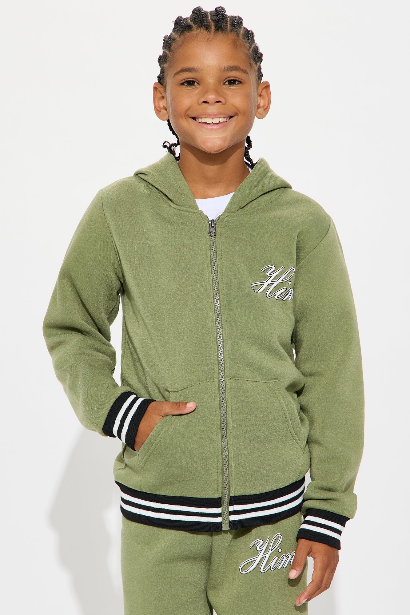 Mini Always Been Him Hoodie and Jogger Pant Set - Olive/combo