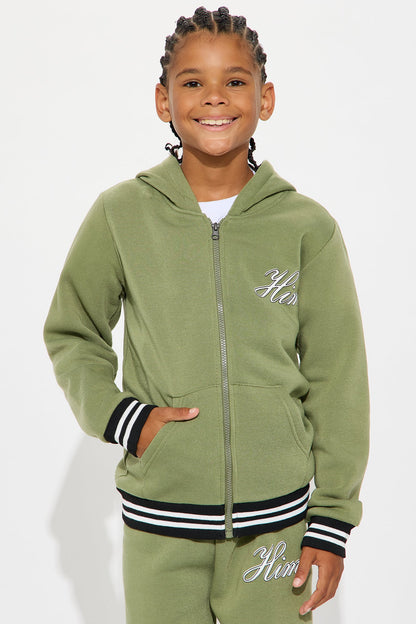 Mini Always Been Him Hoodie and Jogger Pant Set - Olive/combo