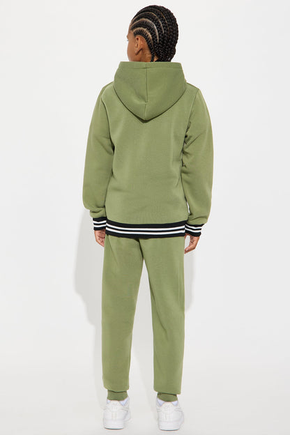 Mini Always Been Him Hoodie and Jogger Pant Set - Olive/combo
