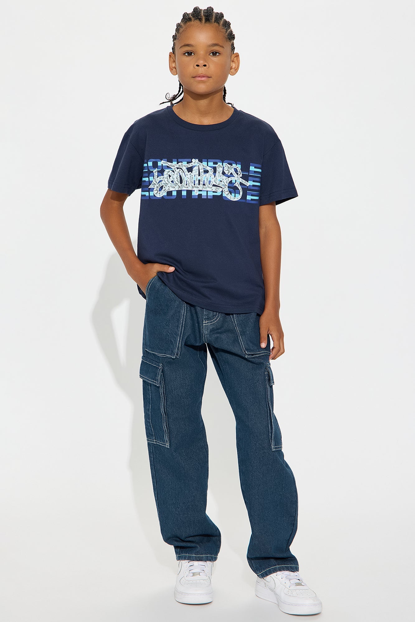 Mini Southpole Signature Short Sleeve Tee - Navy