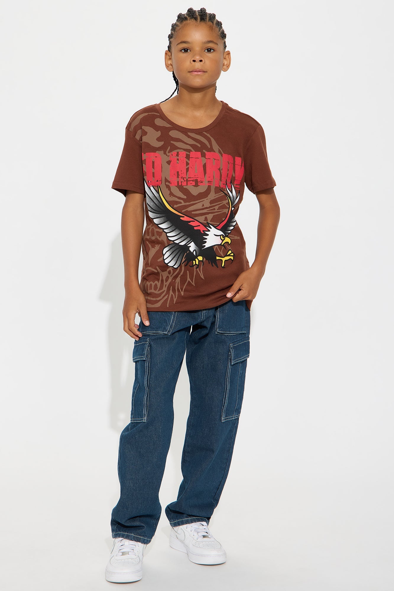 Mini Ed Hardy Eagle Front/Back Short Sleeve Tee - Brown