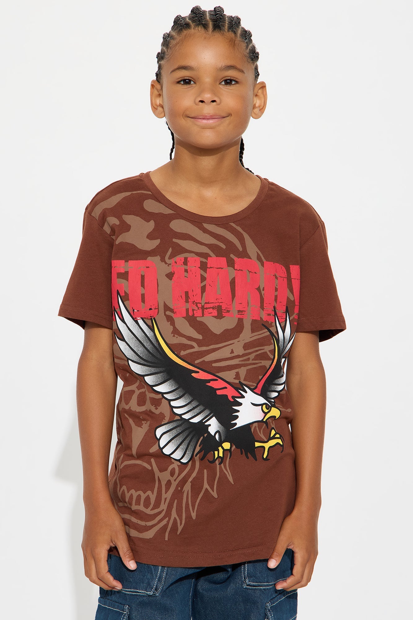 Mini Ed Hardy Eagle Front/Back Short Sleeve Tee - Brown