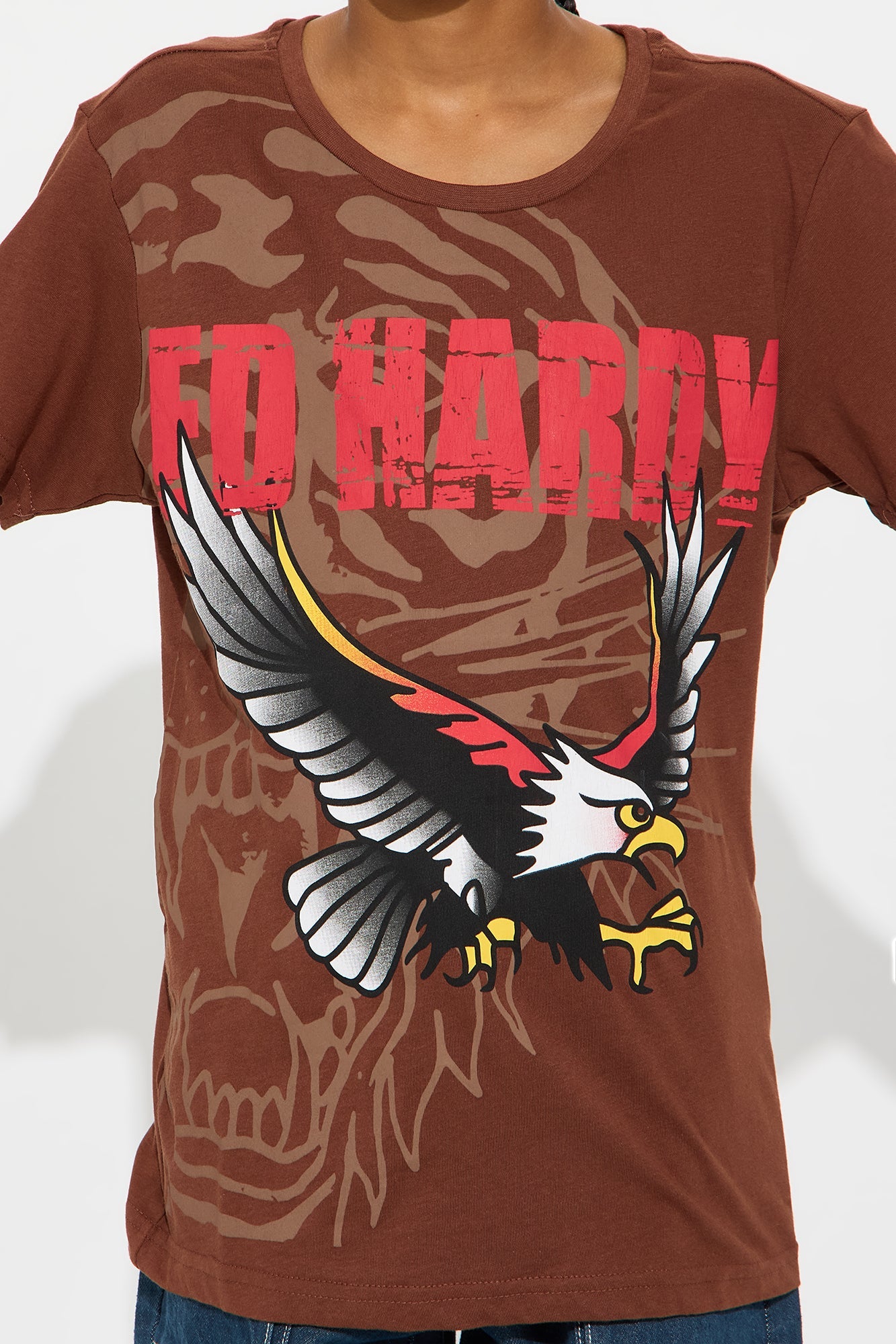 Mini Ed Hardy Eagle Front/Back Short Sleeve Tee - Brown