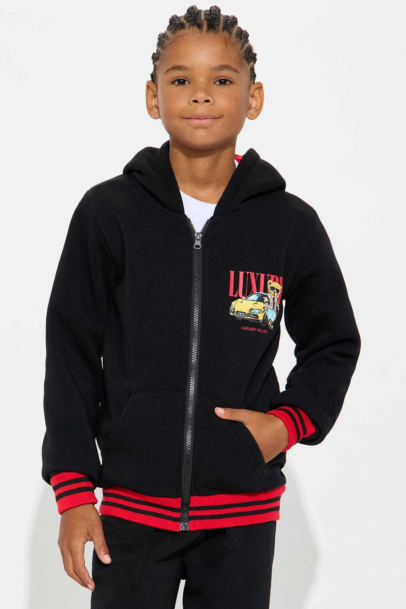 Mini Pure Luxury Hoodie and Jogger Pant Set - Black/combo