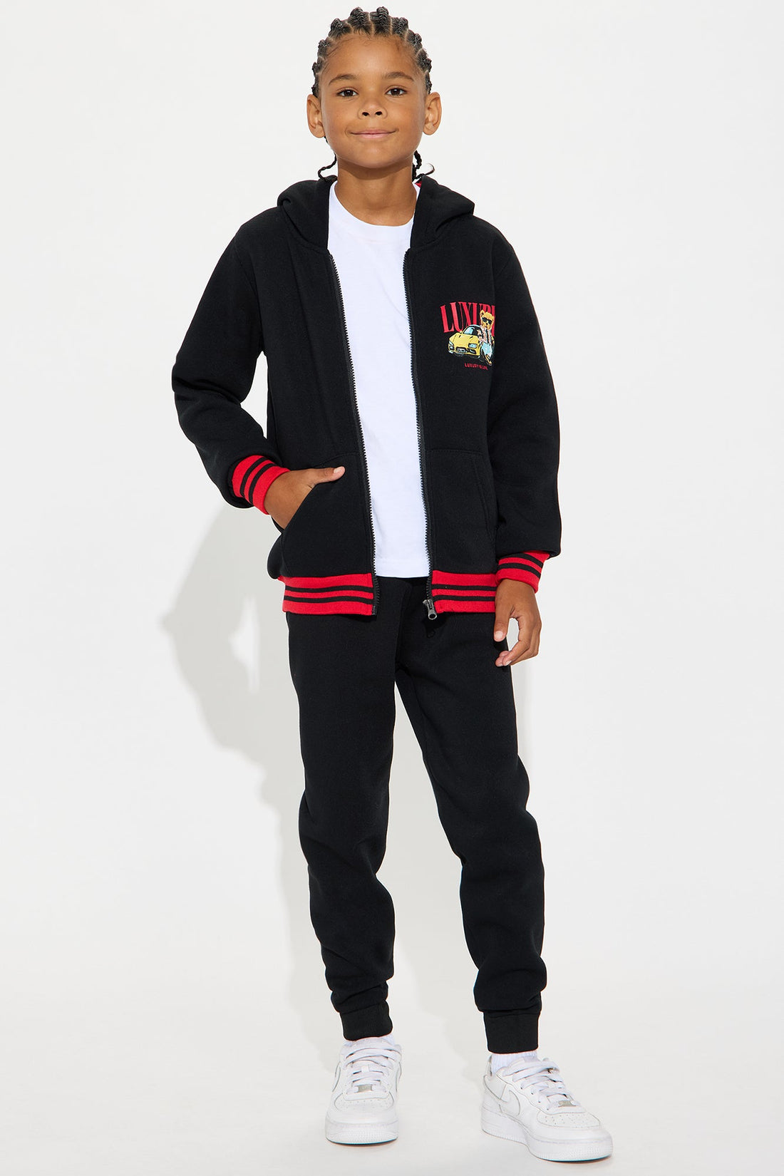 Mini Pure Luxury Hoodie and Jogger Pant Set - Black/combo