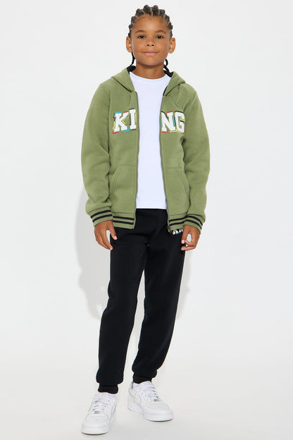 Mini Always Been A King Hoodie and Jogger Pant Set - Olive/combo