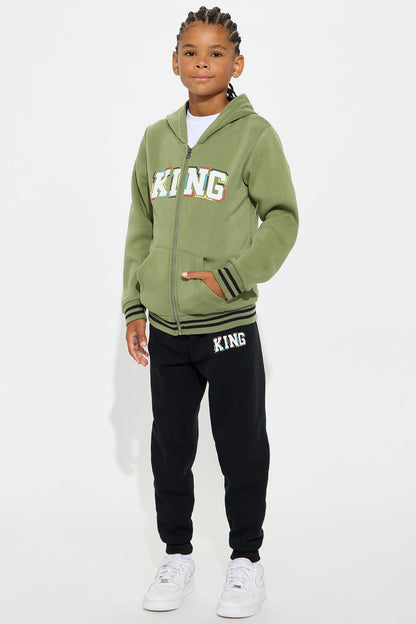 Mini Always Been A King Hoodie and Jogger Pant Set - Olive/combo
