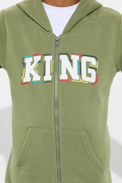 Mini Always Been A King Hoodie and Jogger Pant Set - Olive/combo