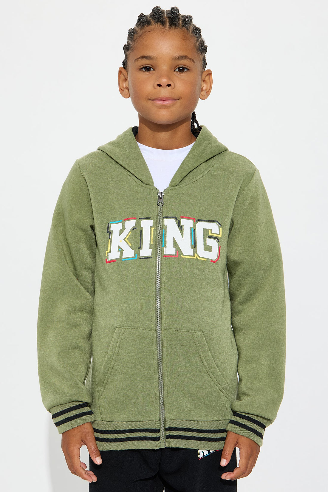 Mini Always Been A King Hoodie and Jogger Pant Set - Olive/combo