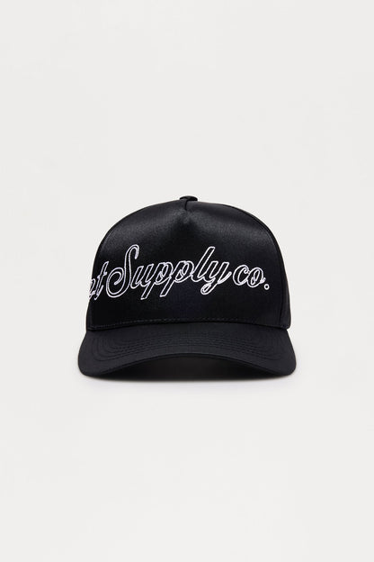 Saint Supply Co Satin Structured Snapback Hat - Black