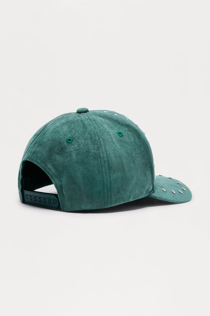Crawler Studded Faux Suede Structured Snapback Hat - Green