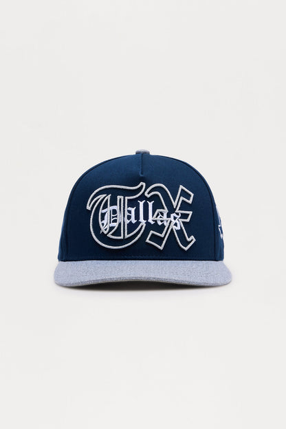Dallas Two Tone Structured Snapback Hat - Navy/combo