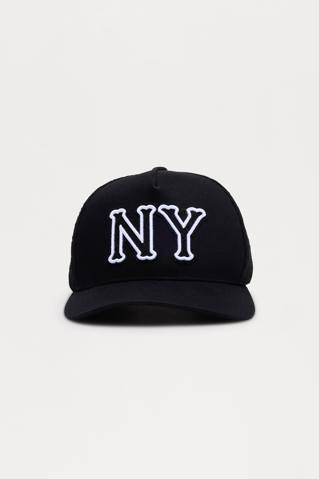 New York Lace Structured Snapback Hat - Black