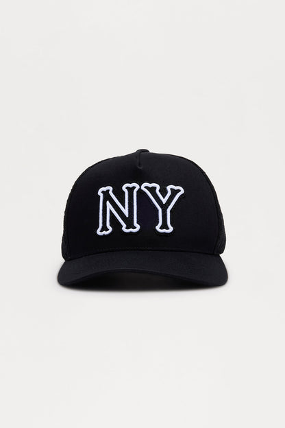 New York Lace Structured Snapback Hat - Black