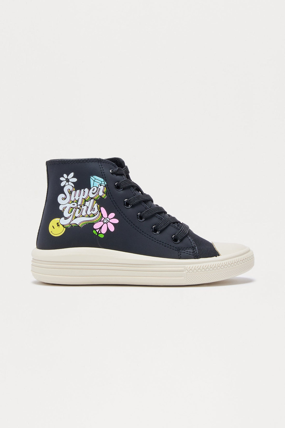 Mini Girl Power High Top Sneakers - Black