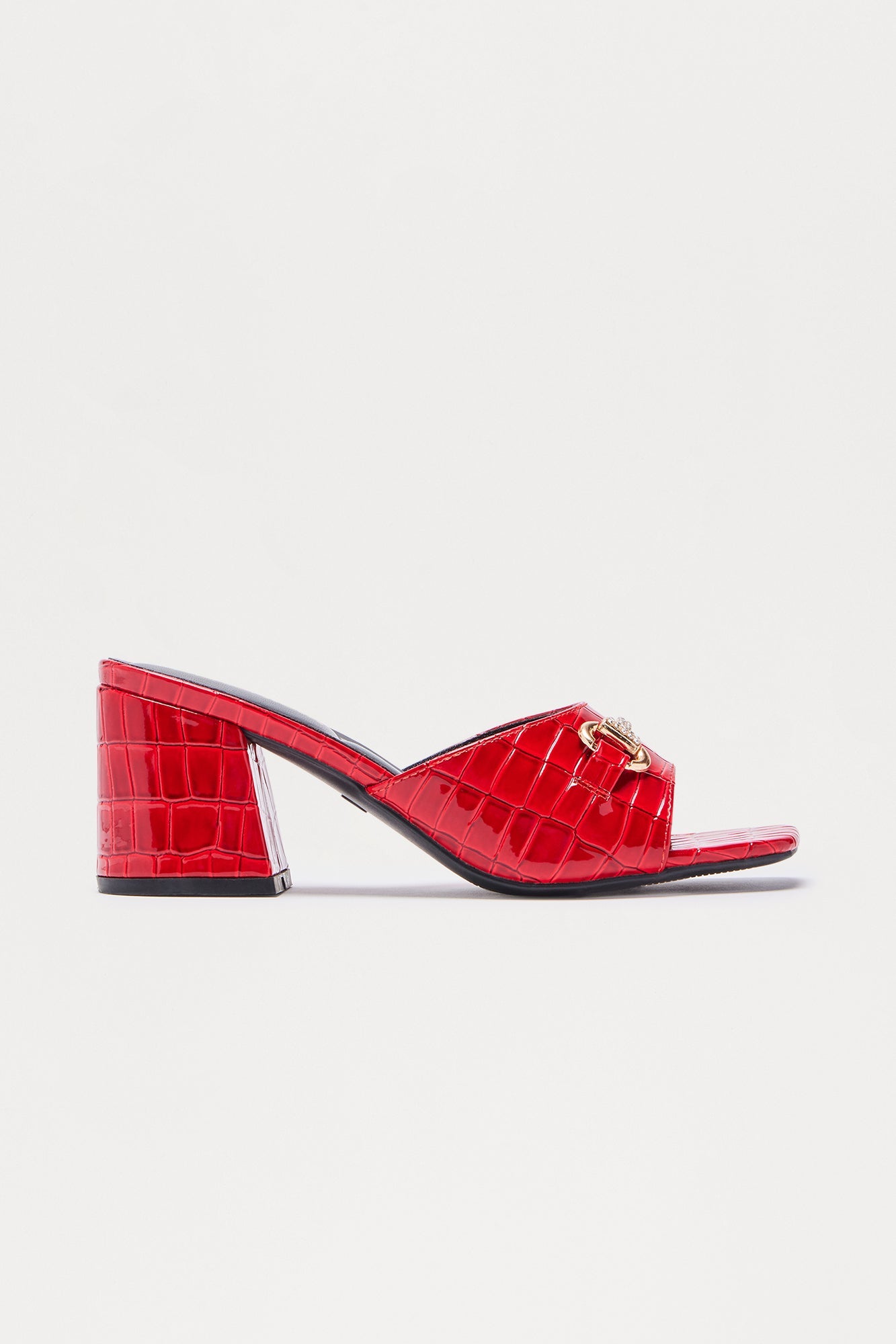 Xylia Hardware Croc Mules - Burgundy