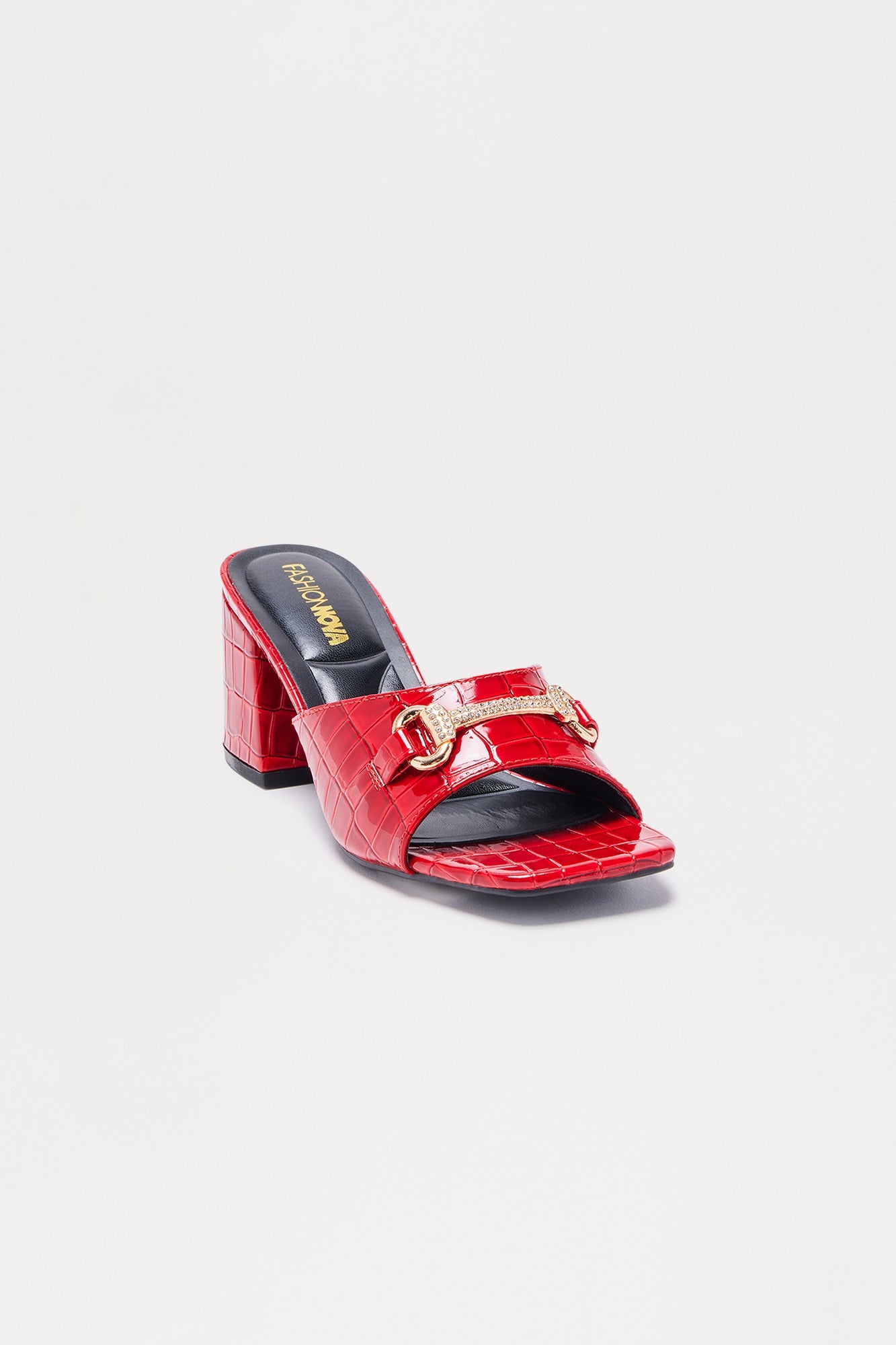 Xylia Hardware Croc Mules - Burgundy