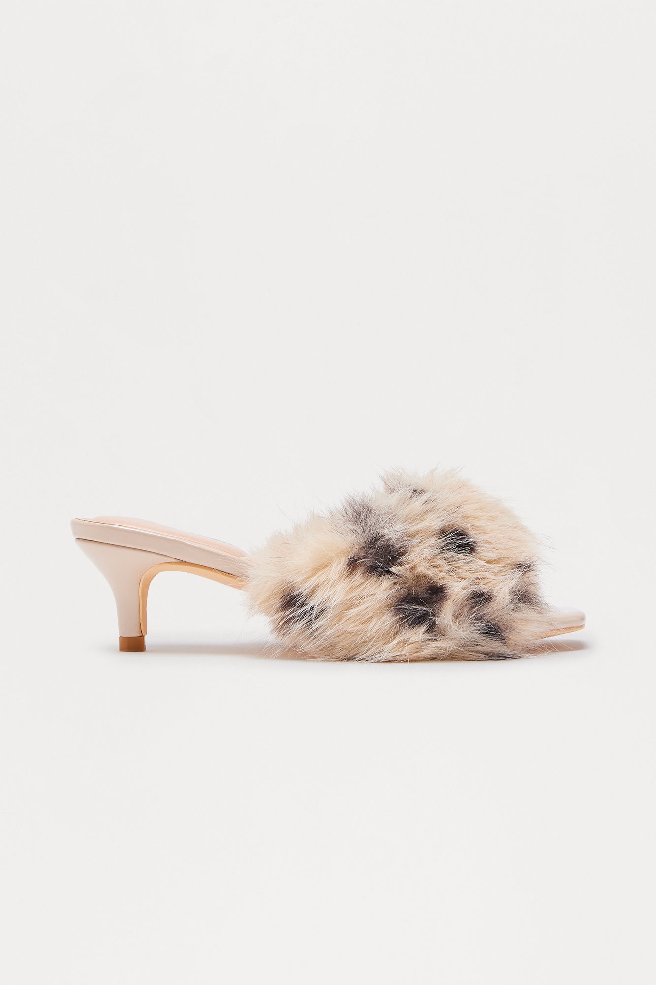 Heavenly Faux Fur Kitten Heels - Leopard