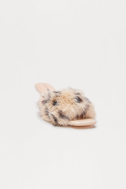 Heavenly Faux Fur Kitten Heels - Leopard