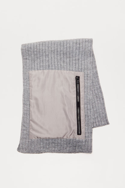 Cold Ribbed Knit Scarf - Heather Grey